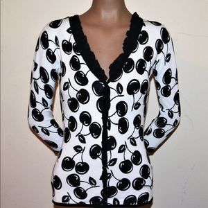 Leo Guy Cardigan Sz 1 V-Neck 3/4 Sleeve Beaded Top